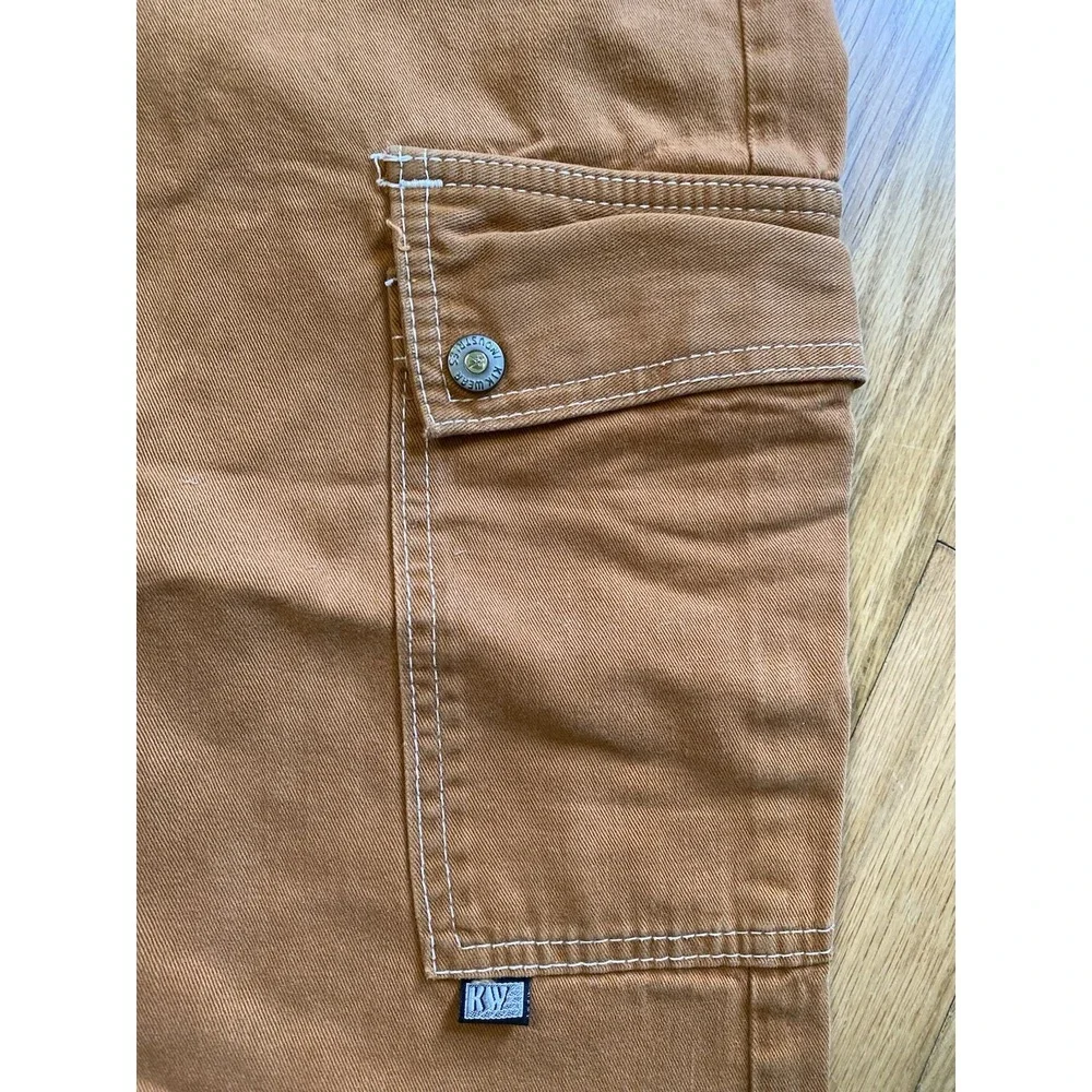 Vintage 90s Kikwear Baggy Wide Leg Cargo Pants - Brown Rave Skater Y2K